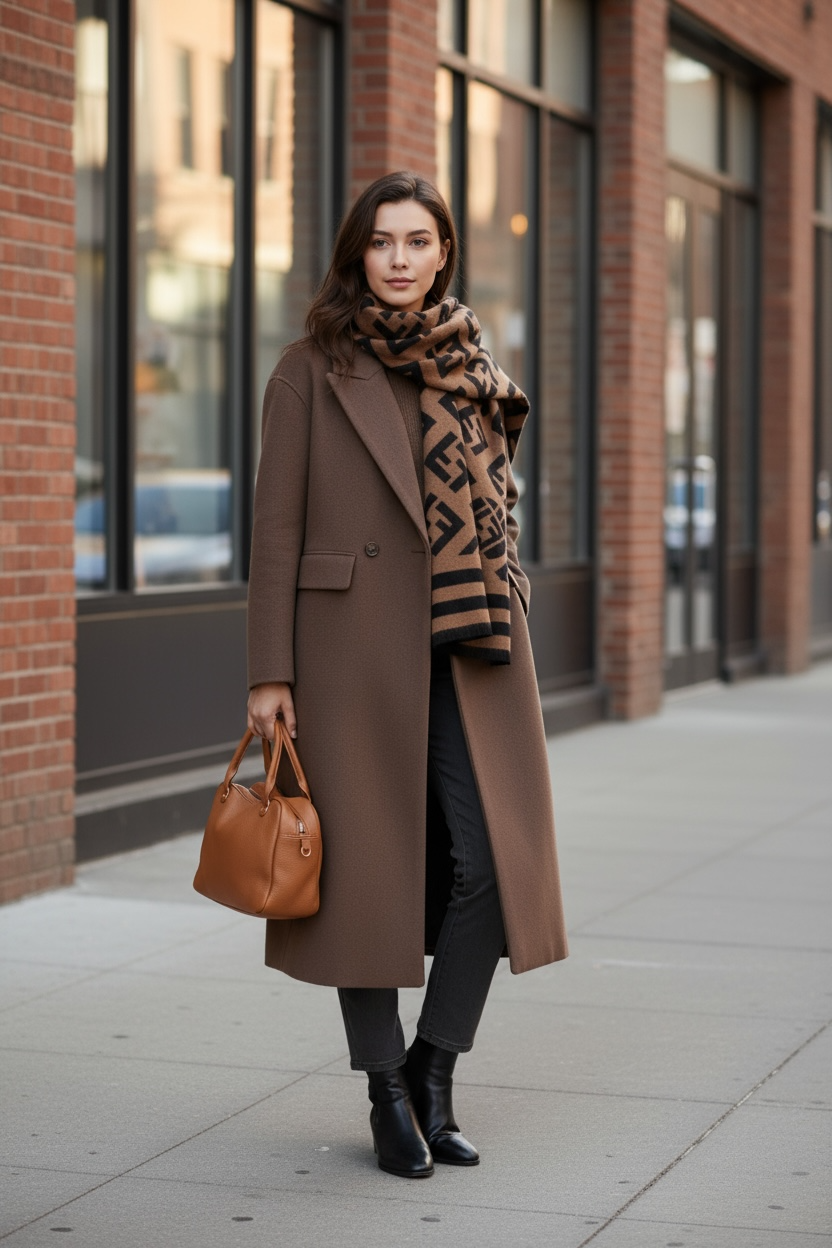 Down-Lined Long Wool Coat - Including Matching Vest