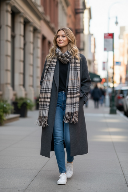 Down-Lined Long Wool Coat - Including Matching Vest