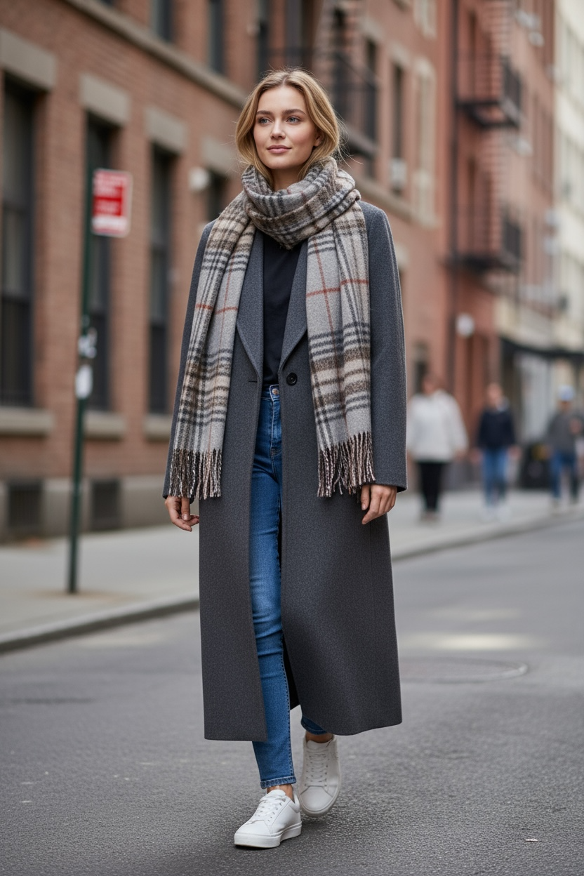 Down-Lined Long Wool Coat - Including Matching Vest