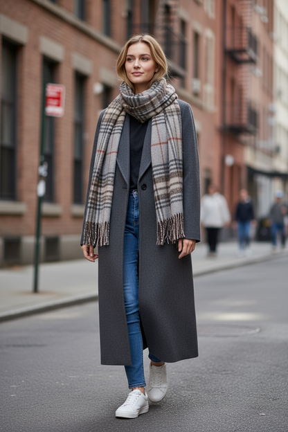 Down-Lined Long Wool Coat - Including Matching Vest
