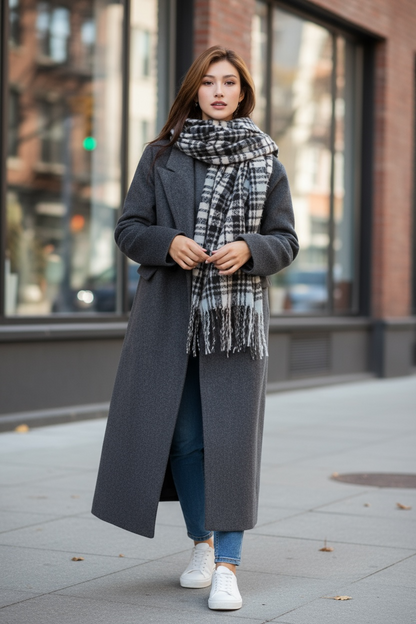 Down-Lined Long Wool Coat - Including Matching Vest