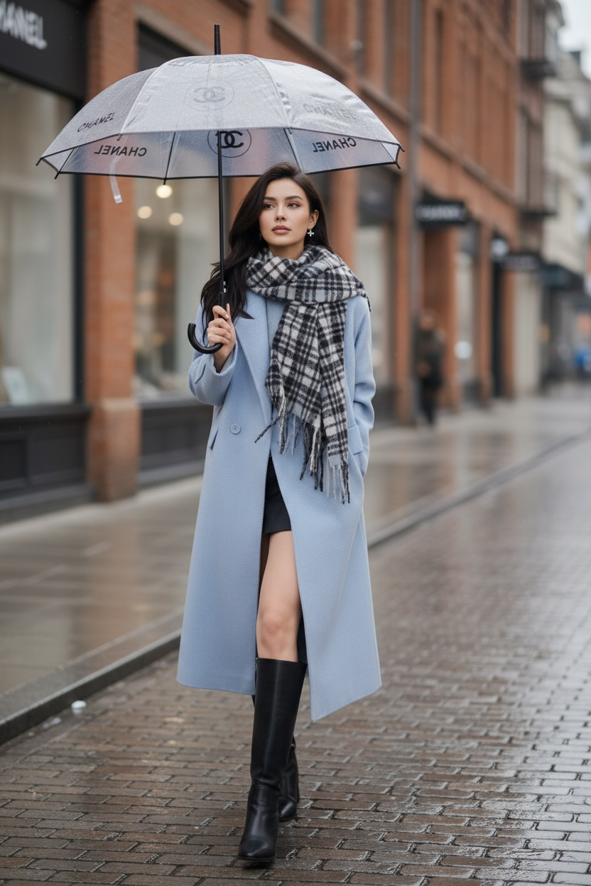 Down-Lined Long Wool Coat - Including Matching Vest