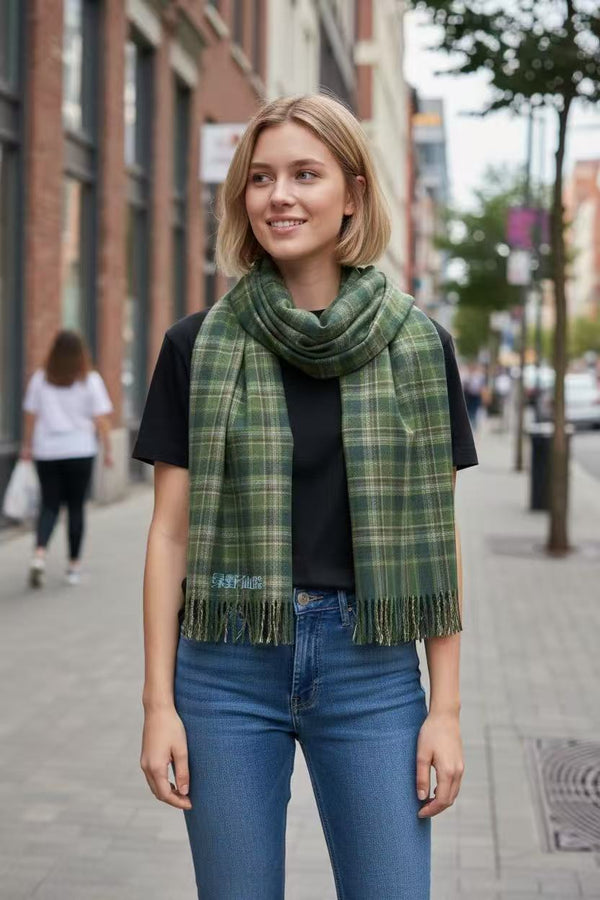 Evergreen Plaid Long Scarf by Joyjocey