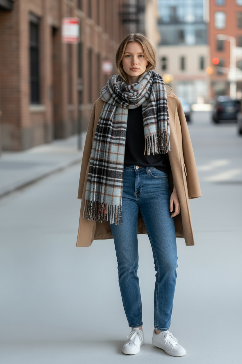 Heritage Plaid Winter Scarf-Brown