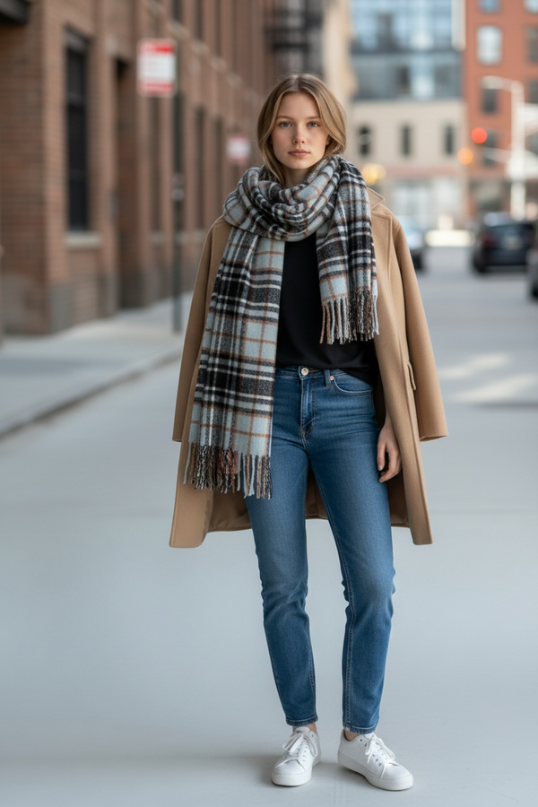 Heritage Plaid Winter Scarf-Brown