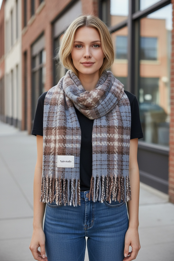 Heritage Plaid Winter Scarf-Brown