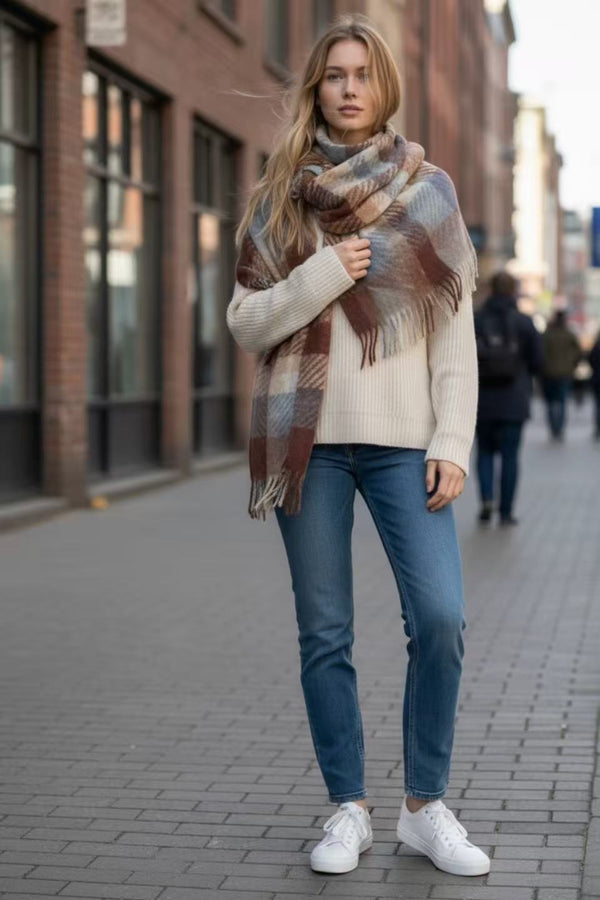 Heritage Plaid Winter Scarf-Brown