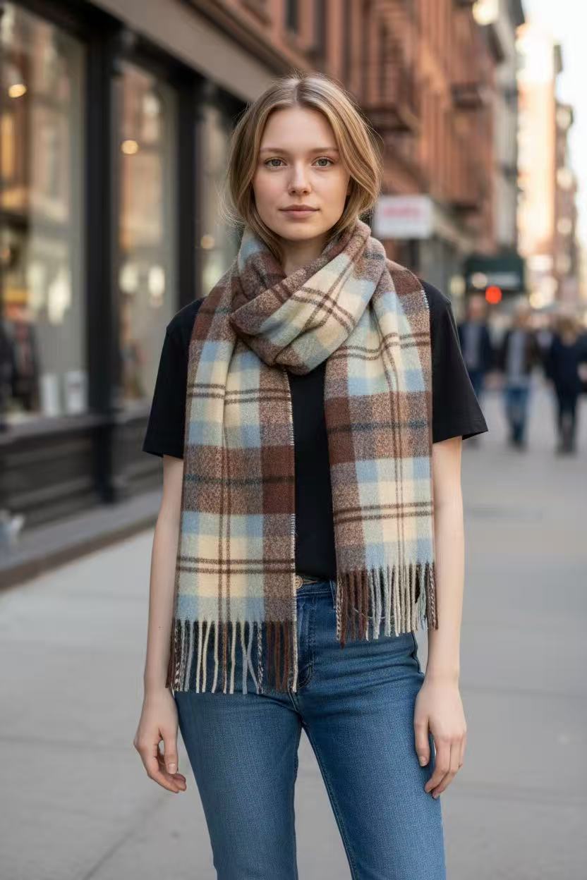 Heritage Plaid Winter Scarf-Brown
