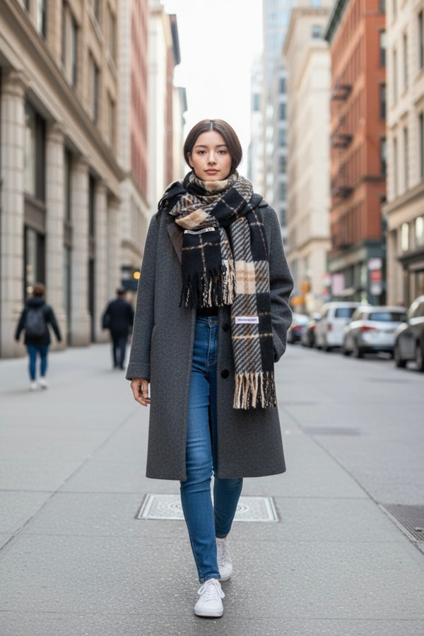 Heritage Plaid Winter Scarf-Brown