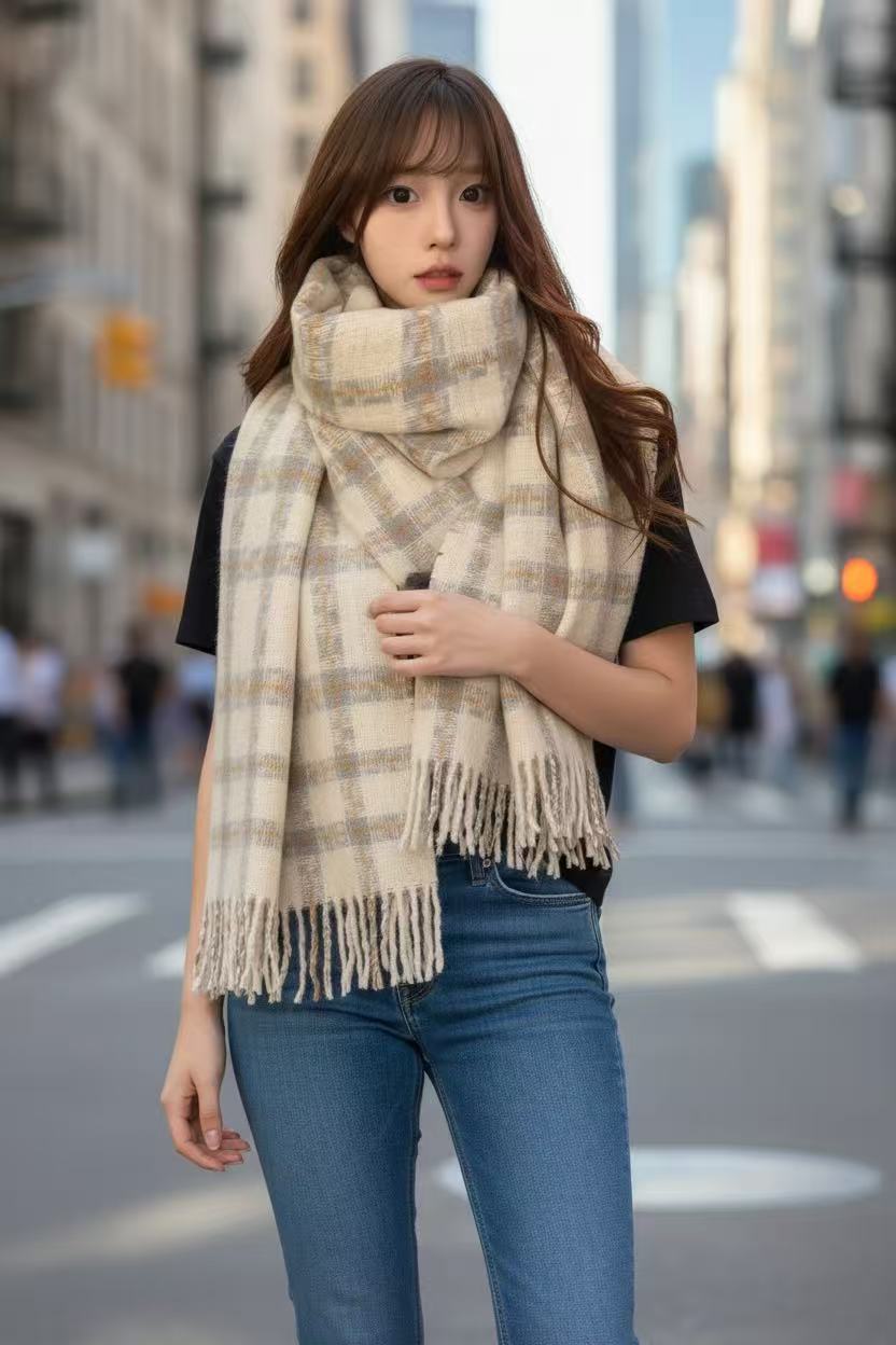 Heritage Plaid Winter Scarf-Brown by Joyjocey - view 12 of 12