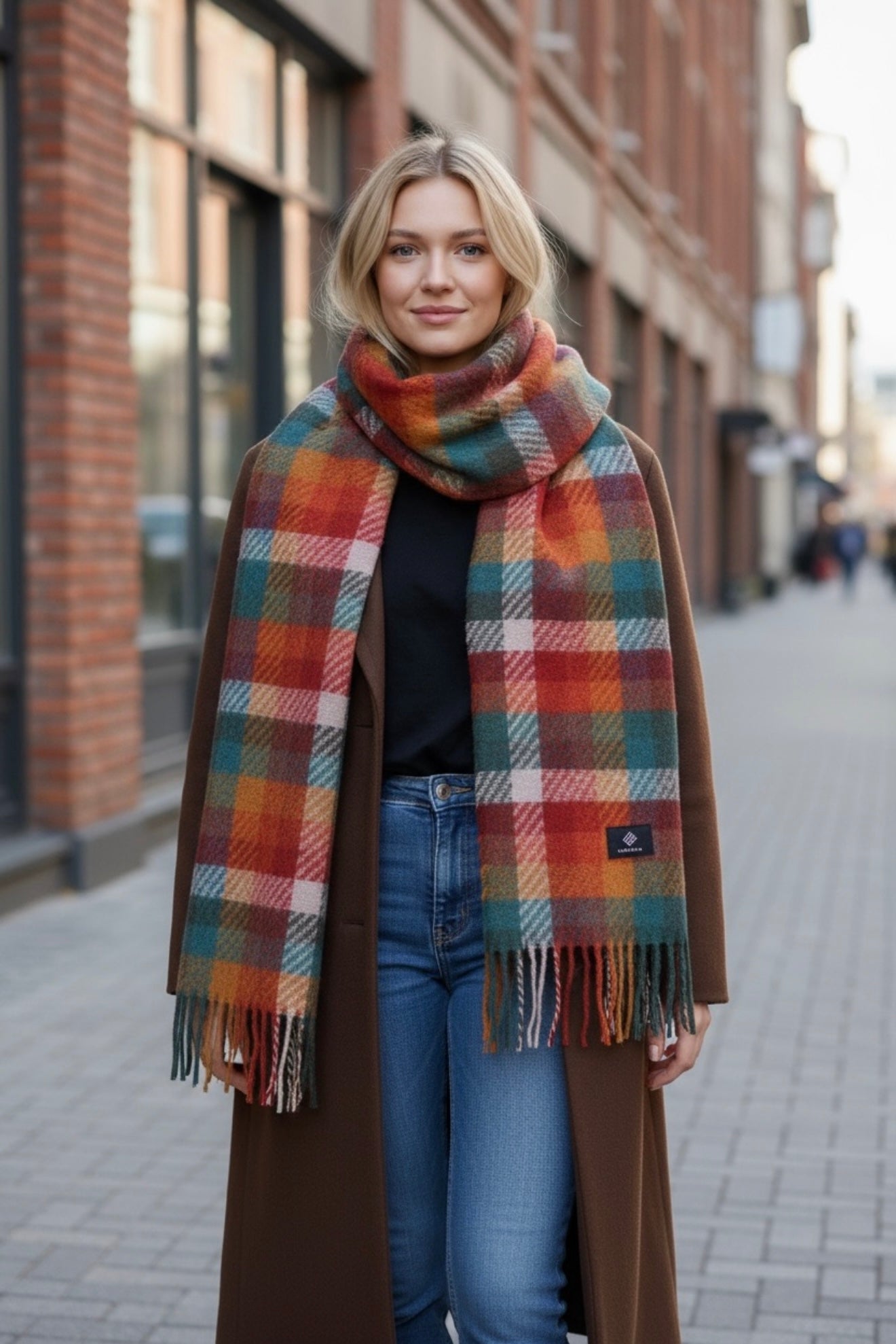 Heritage Plaid Wool Scarf-Red Collection by Joyjocey - view 5 of 7