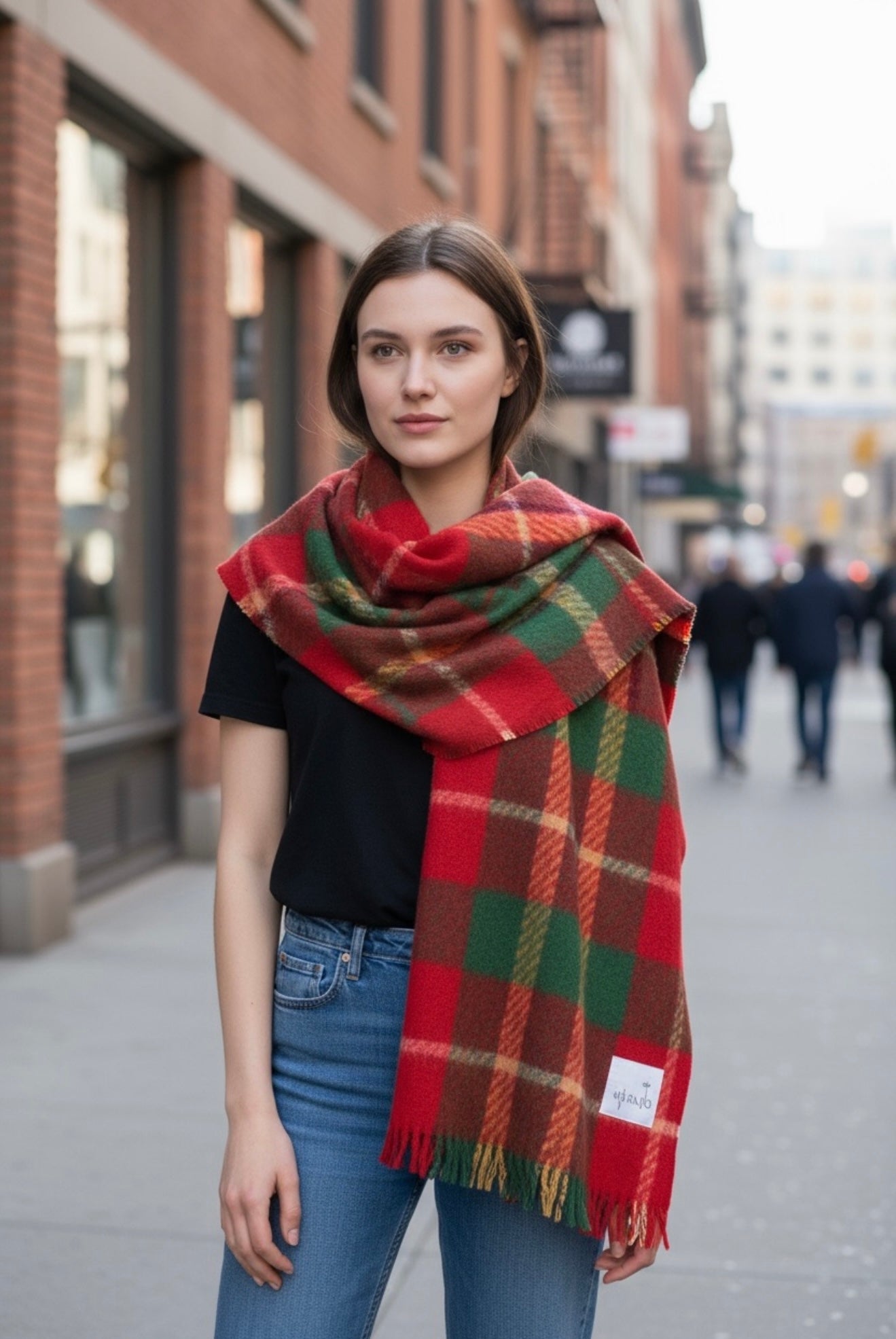 Heritage Plaid Wool Scarf-Red Collection by Joyjocey - view 4 of 7