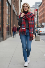 Heritage Plaid Wool Scarf-Red Collection by Joyjocey - view 2 of 7