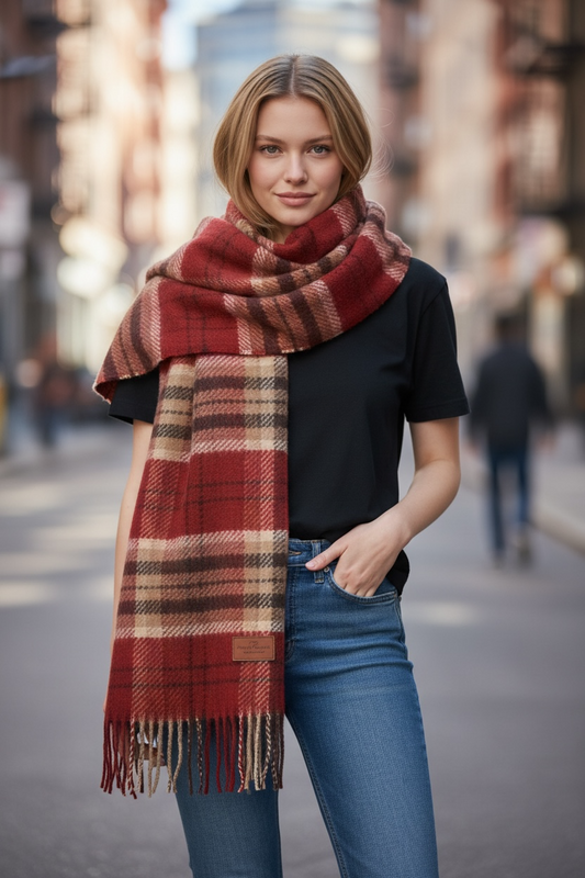 Heritage Plaid Wool Scarf-Red Collection