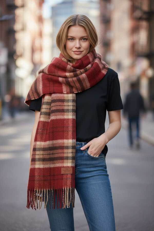 Heritage Plaid Wool Scarf-Red Collection