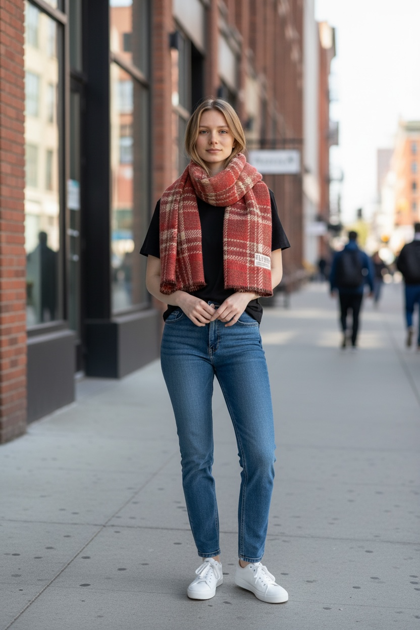 Heritage Plaid Wool Scarf-Red Collection by Joyjocey - view 7 of 7