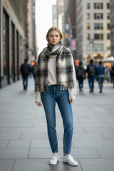 Long Plaid Winter Scarf - Black by Joyjocey - view 2 of 19
