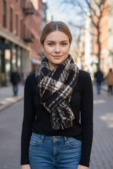 Long Plaid Winter Scarf - Black by Joyjocey - view 7 of 19