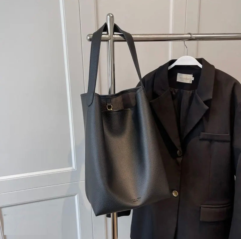 Minimalist Soft Leather Tote Bag