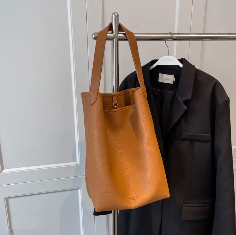 Minimalist Soft Leather Tote Bag