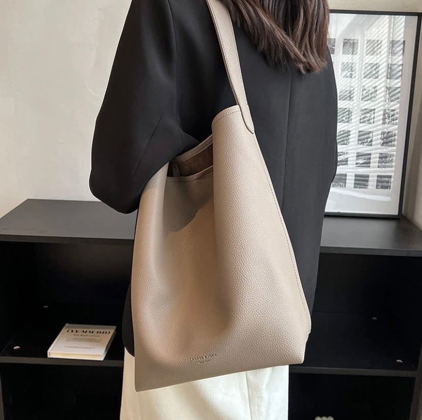Minimalist Soft Leather Tote Bag