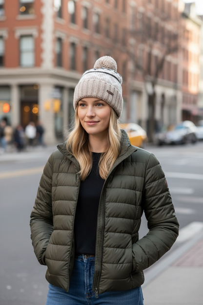 Fleece-lined Nordic Knit Pom Beanie