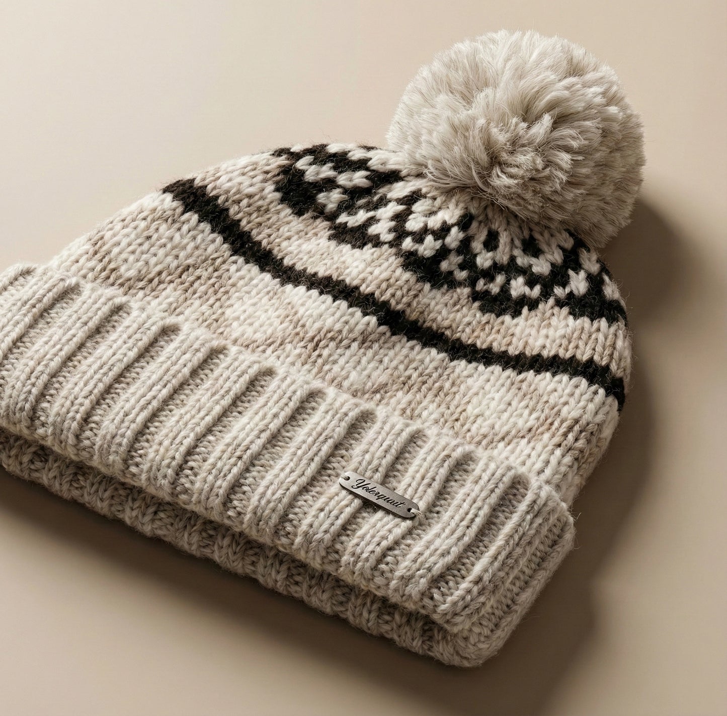 Fleece-lined Nordic Knit Pom Beanie