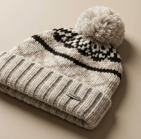 Fleece-lined Nordic Knit Pom Beanie