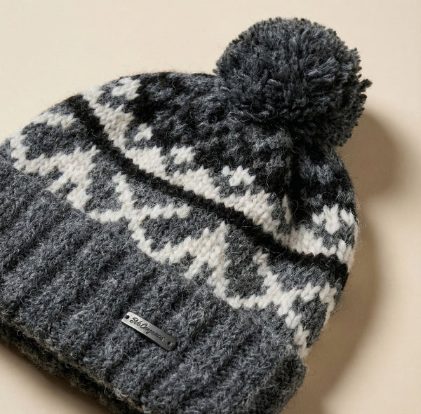 Fleece-lined Nordic Knit Pom Beanie