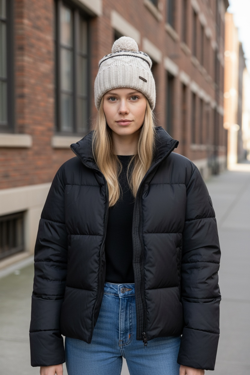 Fleece-lined Nordic Knit Pom Beanie