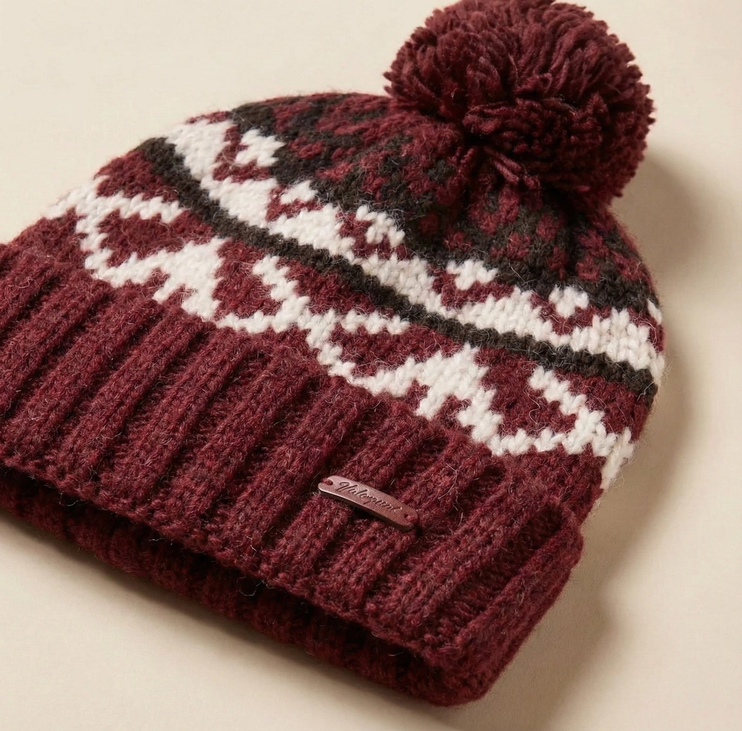 Fleece-lined Nordic Knit Pom Beanie
