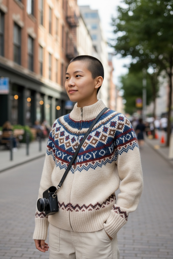 Nordic Zip-Up Winter Sweater