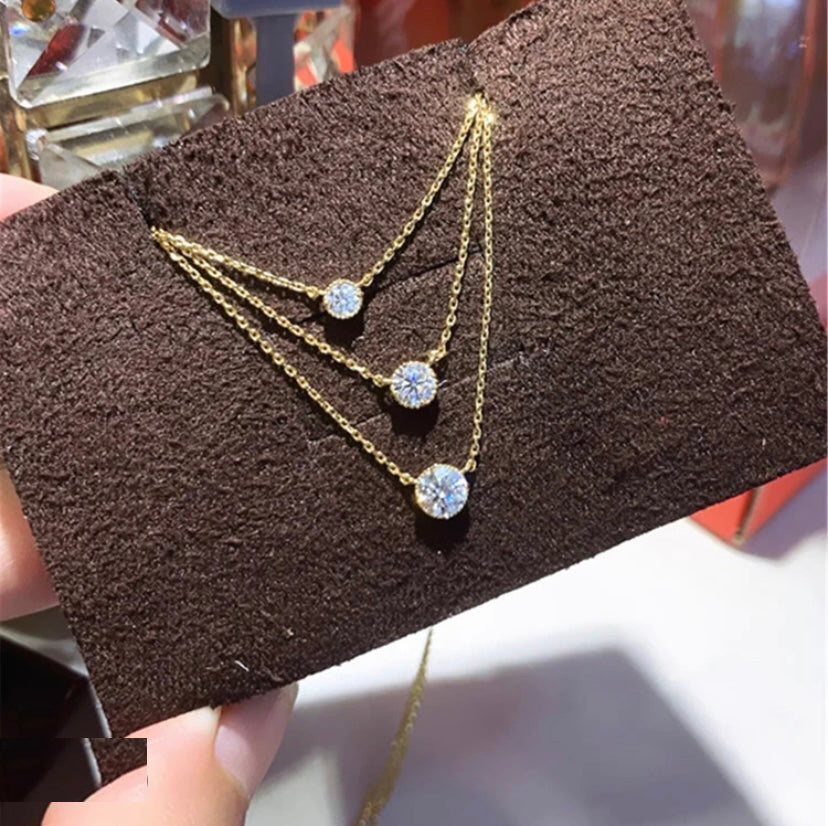 Triple Sparkle Moissanite Layered Necklace by Joyjocey - view 2 of 4
