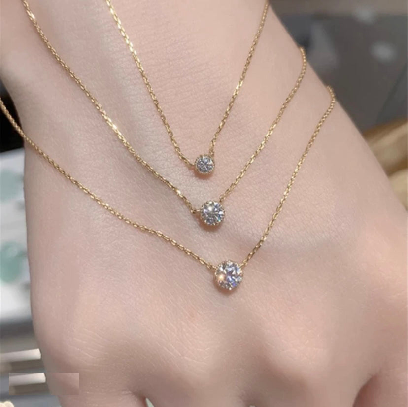 Triple Sparkle Moissanite Layered Necklace by Joyjocey - view 1 of 4