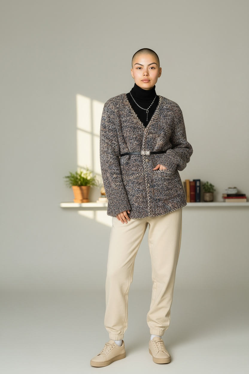 V neckTweed Coat