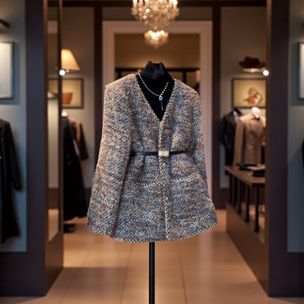 V neckTweed Coat