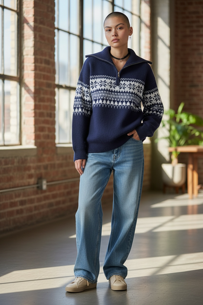 Unisex Half-Zip Knit Sweater