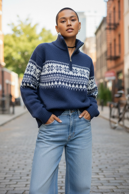 Unisex Half-Zip Knit Sweater