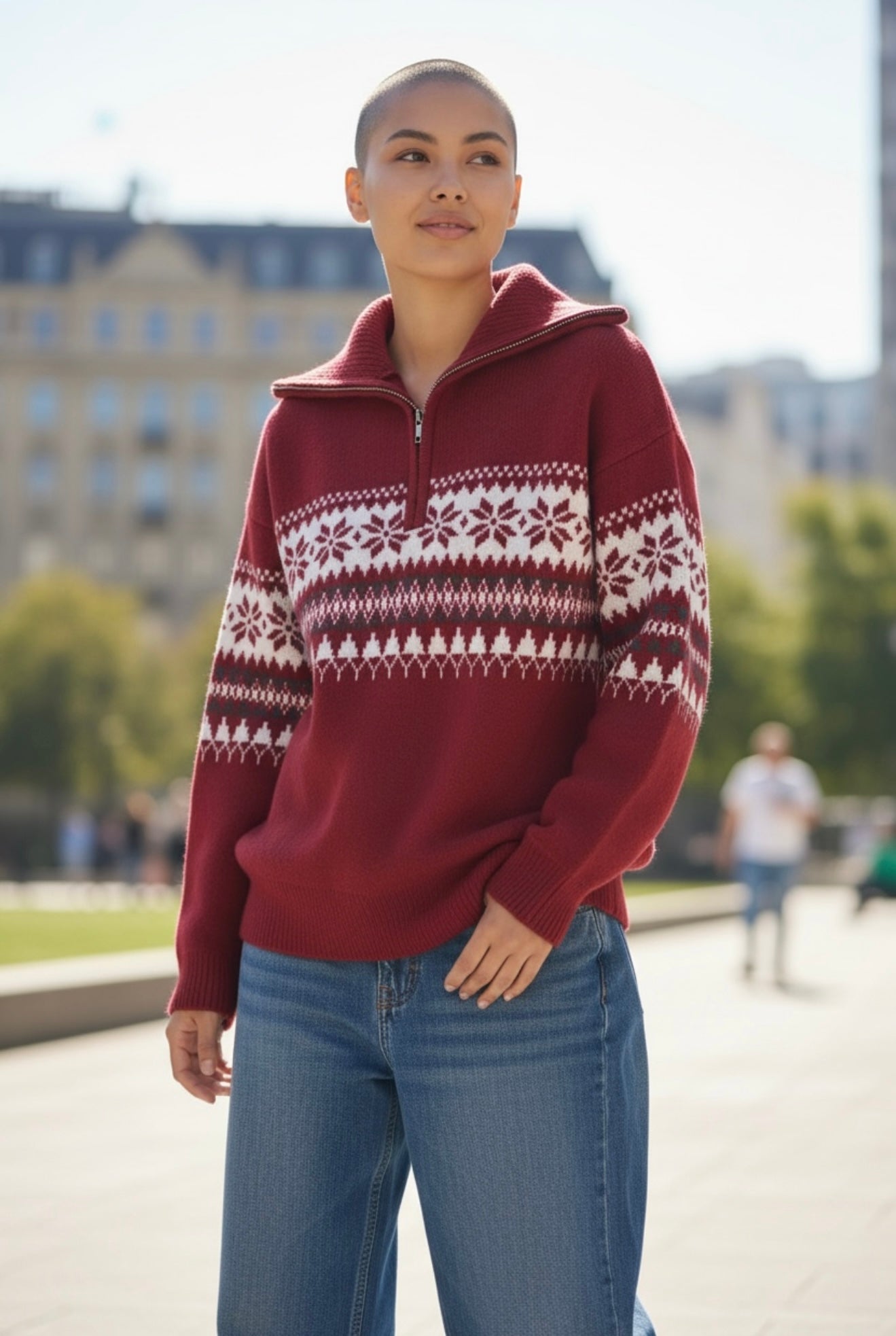 Unisex Half-Zip Knit Sweater