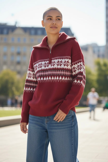 Unisex Half-Zip Knit Sweater