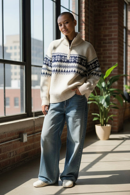 Unisex Half-Zip Knit Sweater