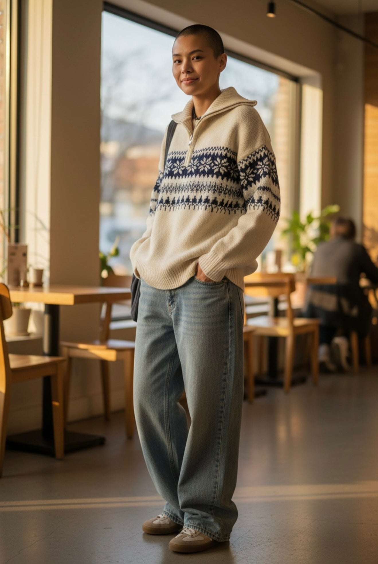 Unisex Half-Zip Knit Sweater