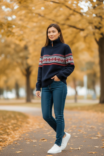 Women’s Zip-Neck Knit Sweater