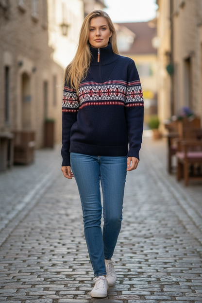 Women’s Zip-Neck Knit Sweater