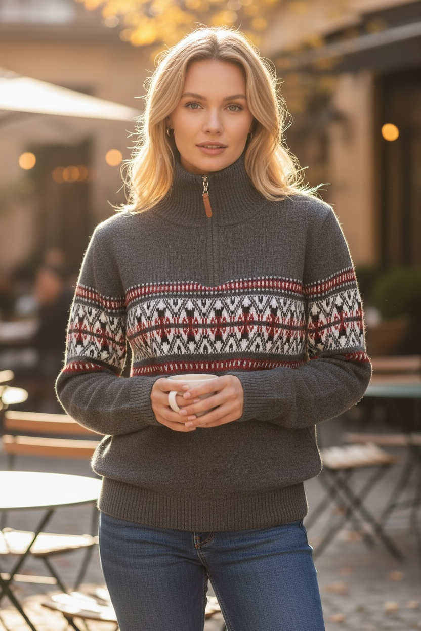 Women’s Zip-Neck Knit Sweater by Joyjocey - view 5 of 6