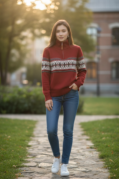 Women’s Zip-Neck Knit Sweater