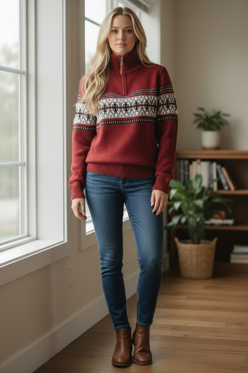 Women’s Zip-Neck Knit Sweater by Joyjocey - view 1 of 6
