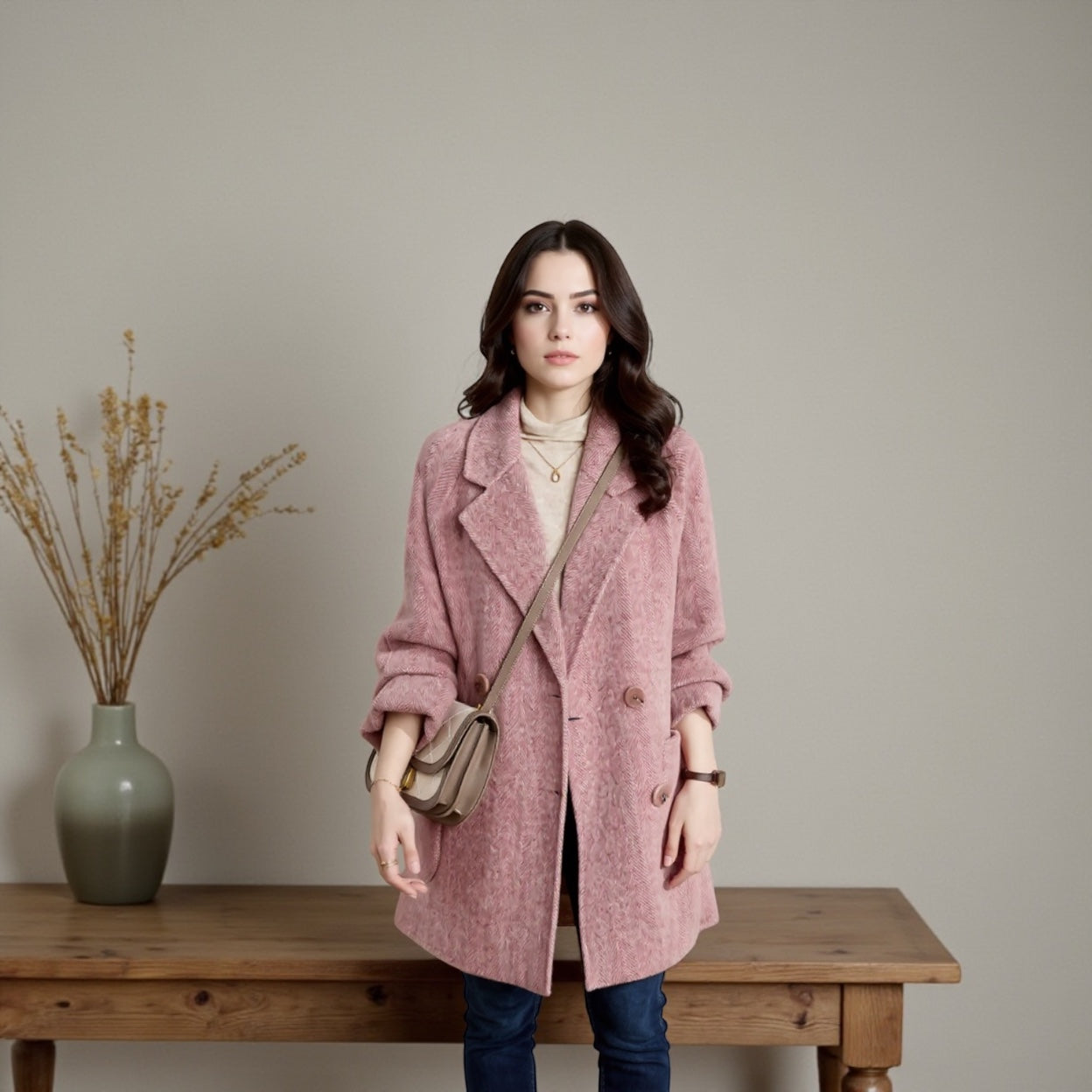 Medium Length Wool Coat