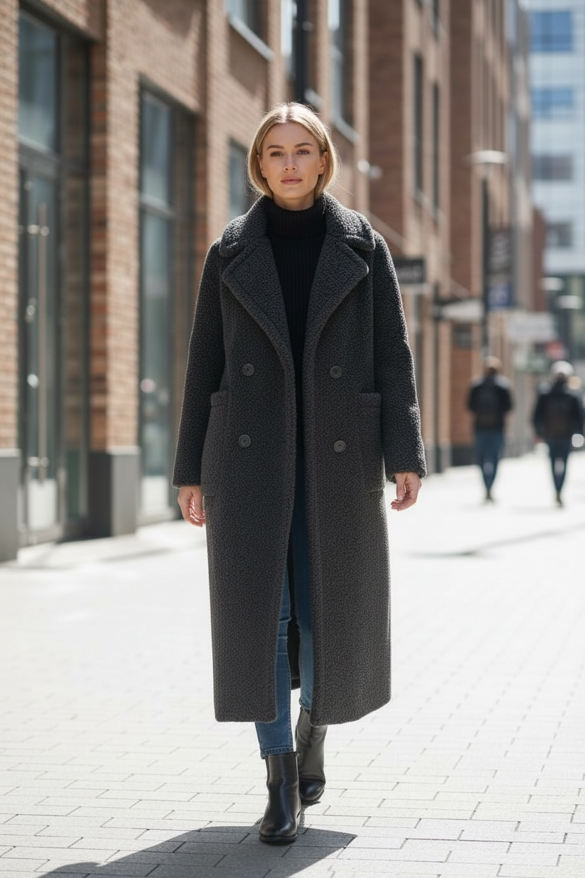 Down-lined Long Wool Coat