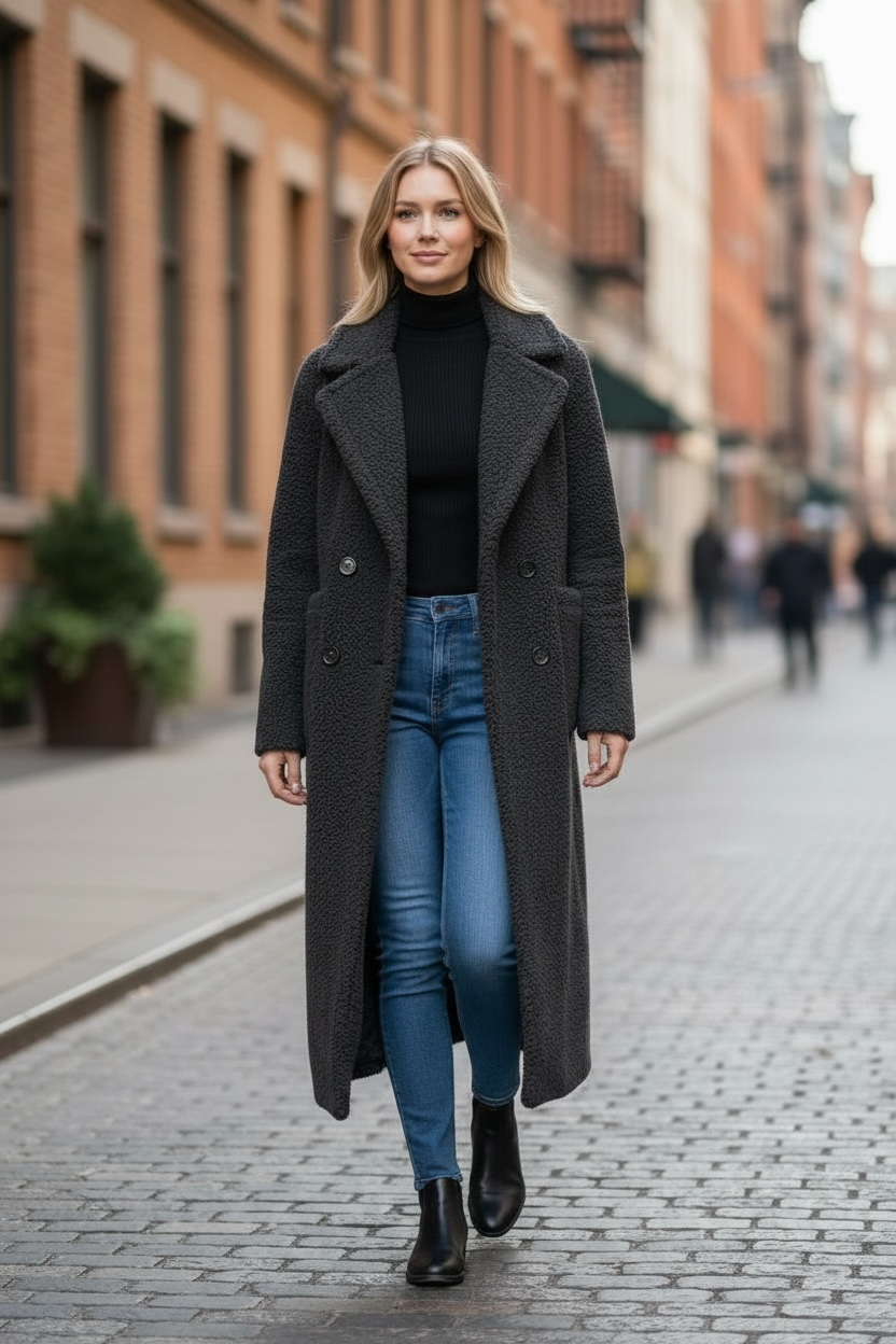 Down-lined Long Wool Coat